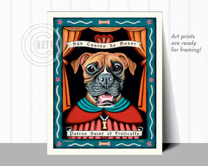 Boxer Dog Art | "Patron Saint of Fisticuffs" | Retro Pets Art