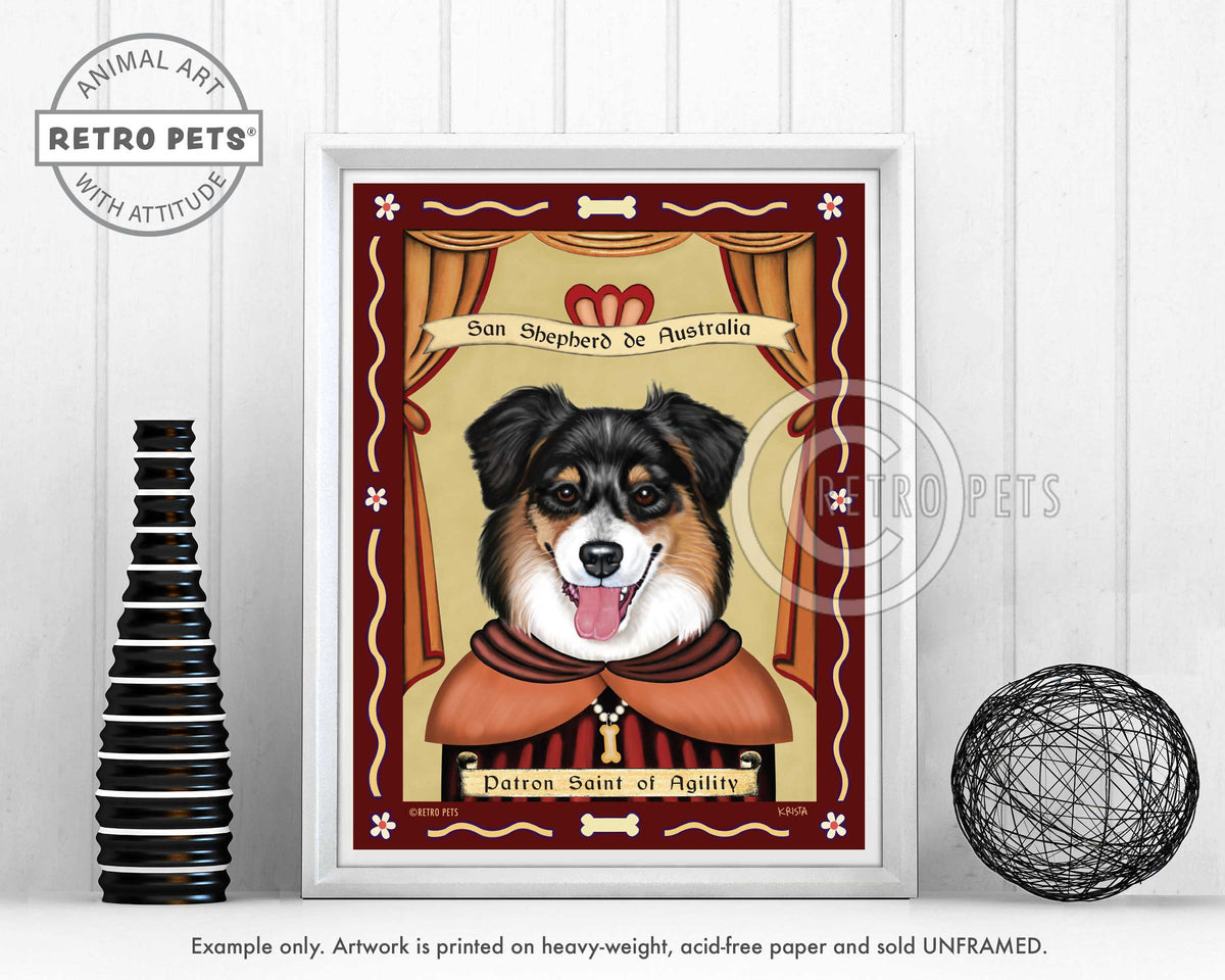Patron Pooches Tri-color | Patron Pooches Shepherd | Retro Pets Art