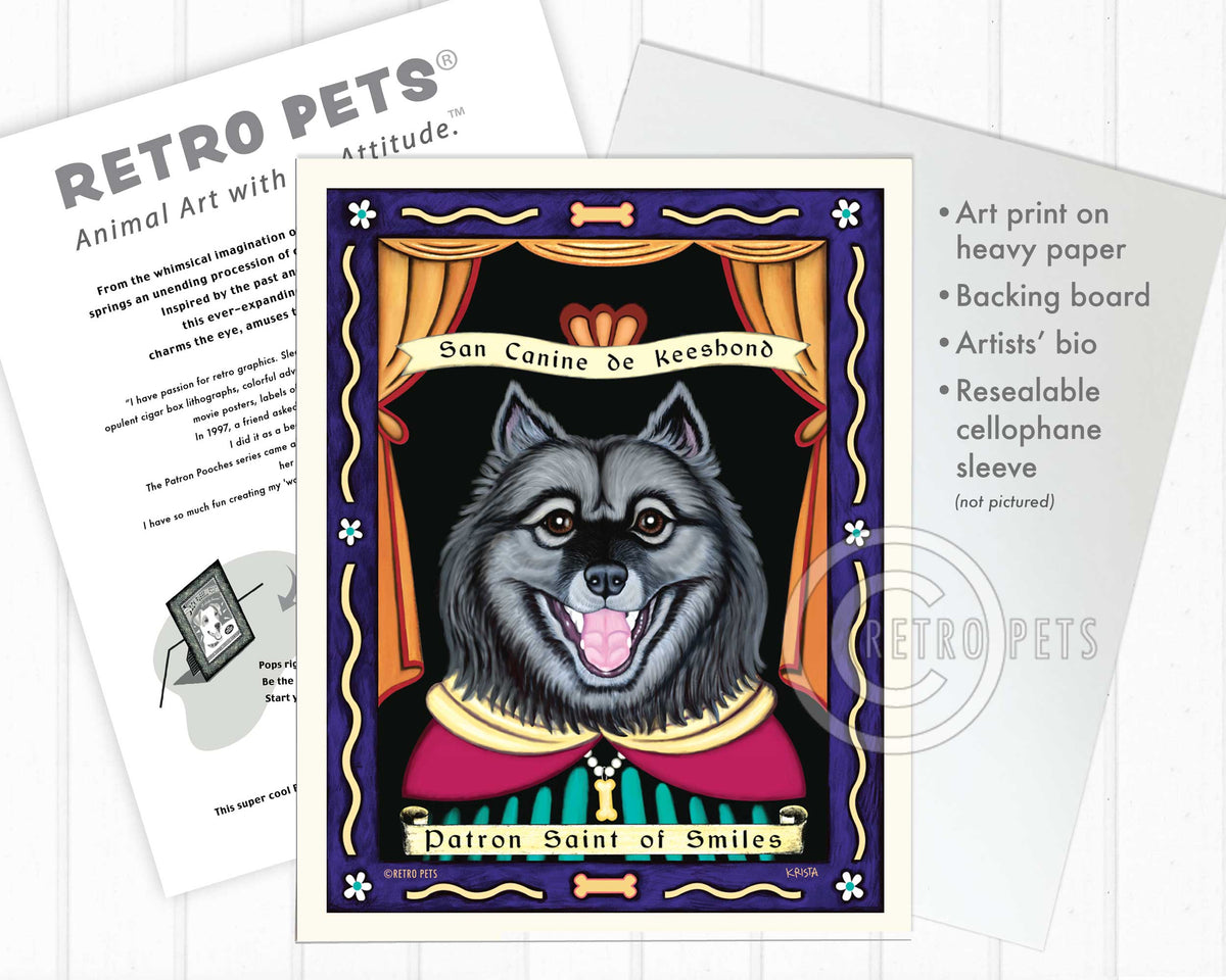 Keeshond Art "Patron Saint of Smiles" Art Print by Krista Brooks