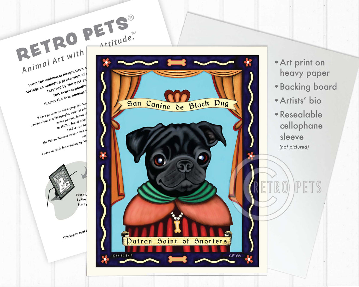 Pug Art "Patron Saint of Snorters" Art Print by Krista Brooks