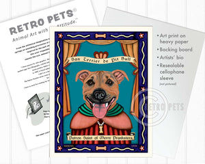 Pitbull Terrier Art "Saint of Merry Pranksters" Art Print by Krista Brooks