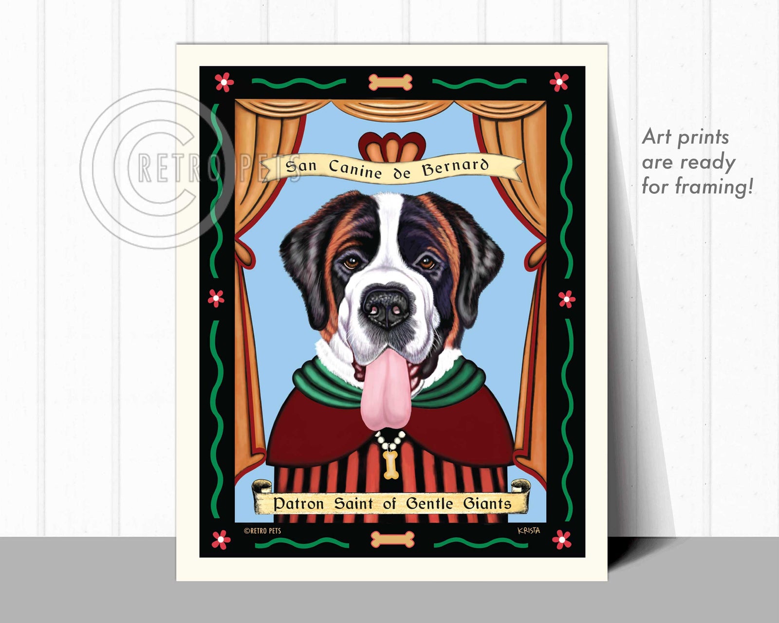 Saint Bernard Art "Saint of Gentle Giants" Art Print by Krista Brooks
