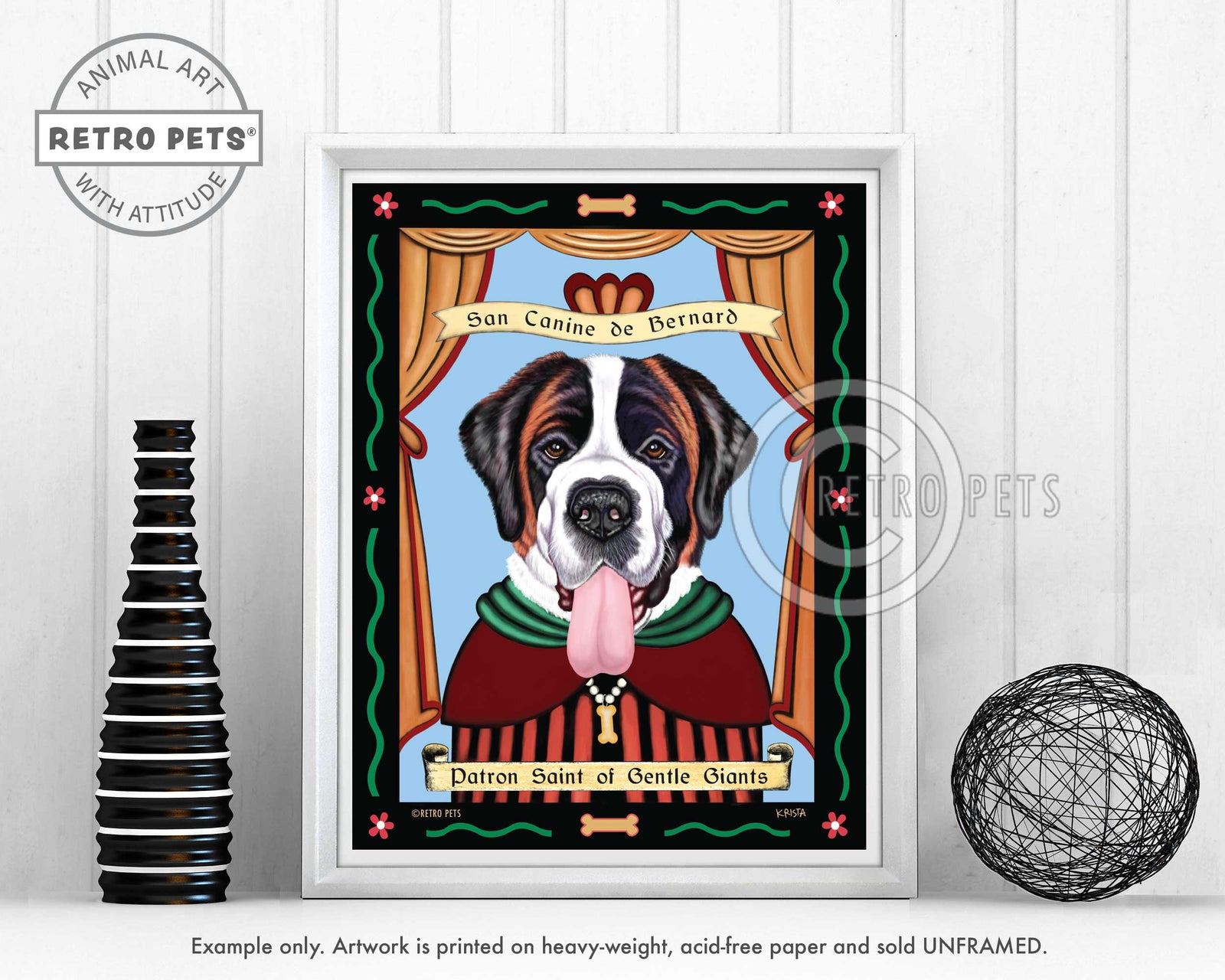 Saint Bernard Art "Saint of Gentle Giants" Art Print by Krista Brooks