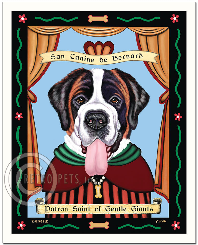 Saint Bernard Art "Saint of Gentle Giants" Patron Pooch Art Print by Krista Brooks