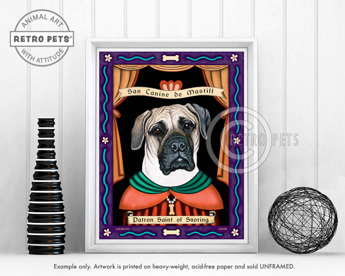 Mastiff Art "Patron Saint of Snoring" Art Print by Krista Brooks