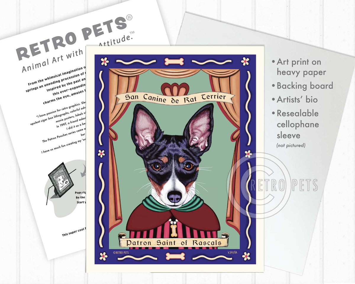Rat Terrier Art "Patron Saint of Rascals" Art Print by Krista Brooks