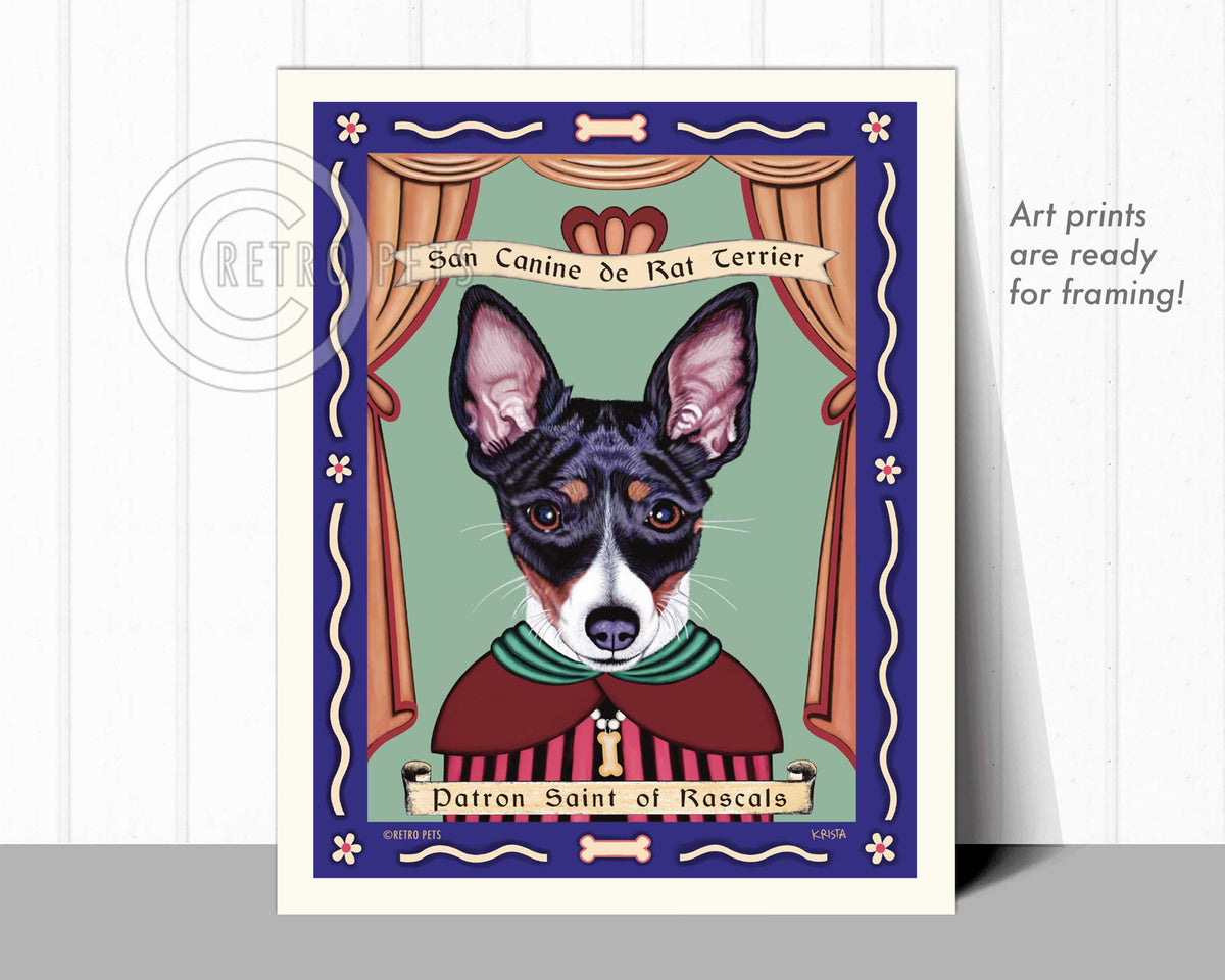 Rat Terrier Art "Patron Saint of Rascals" Art Print by Krista Brooks