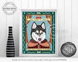 Siberian Husky Art - Blue Eyes "Saint of Sledding & Shedding" Art Print by Krista Brooks
