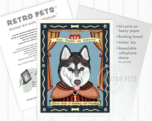Siberian Husky Art - Brown Eyes "Saint of Sledding & Shedding" Art Print by Krista Brooks