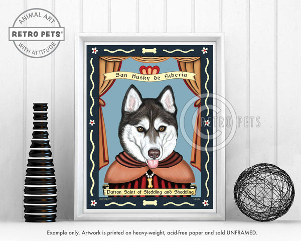 Siberian Husky Art - Brown Eyes "Saint of Sledding & Shedding" Art Print by Krista Brooks
