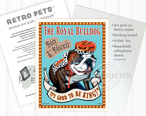 Bulldog Art Prints | "The Royal Bulldog" | Retro Pets Art