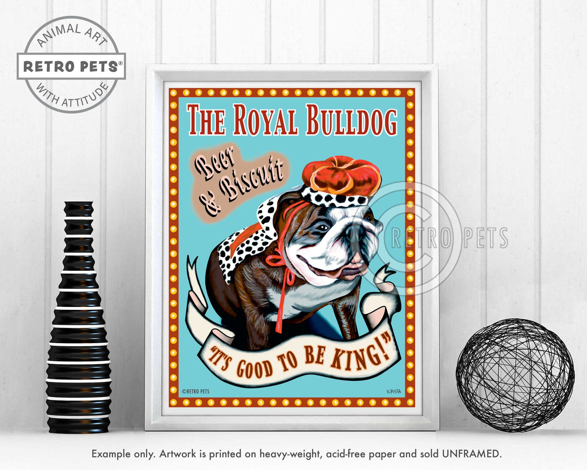 Bulldog Art Prints | "The Royal Bulldog" | Retro Pets Art