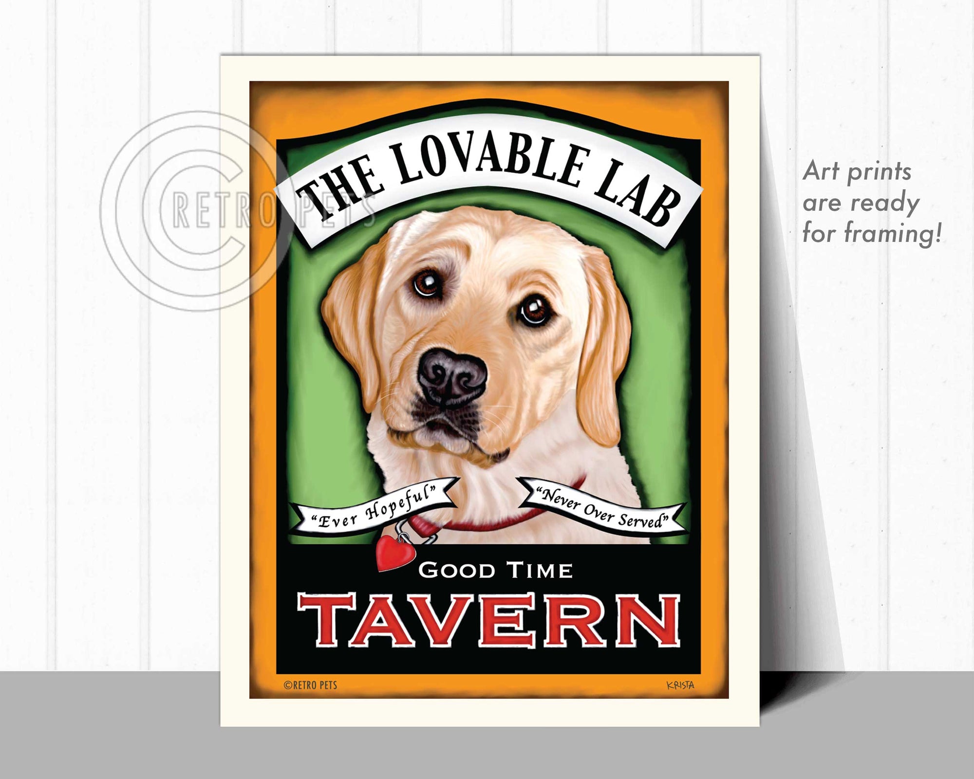 Labrador Retriever Art "Lovable Lab Tavern" Art Print by Krista Brooks