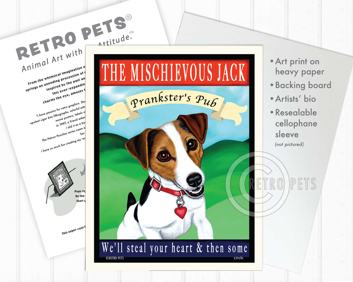 Jack Russell Terrier - Tri-color "The Mischievous Jack" Art Print by Krista Brooks
