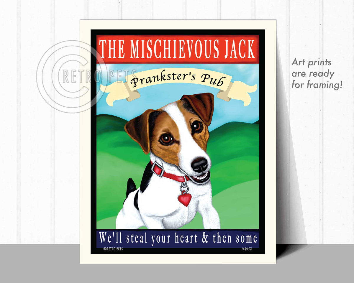 Jack Russell Terrier - Tri-color "The Mischievous Jack" Art Print by Krista Brooks