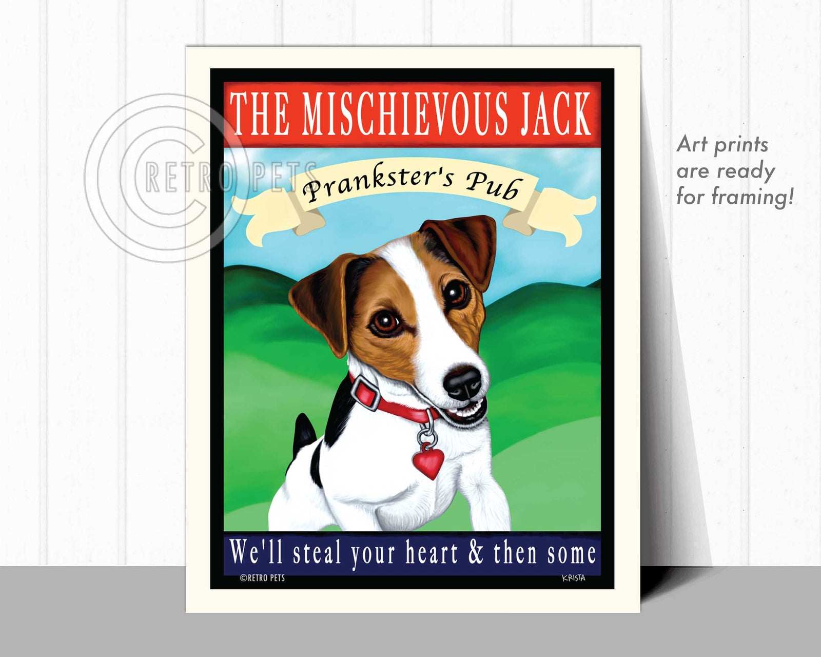 Jack Russell Terrier - Tri-color "The Mischievous Jack" Art Print by Krista Brooks