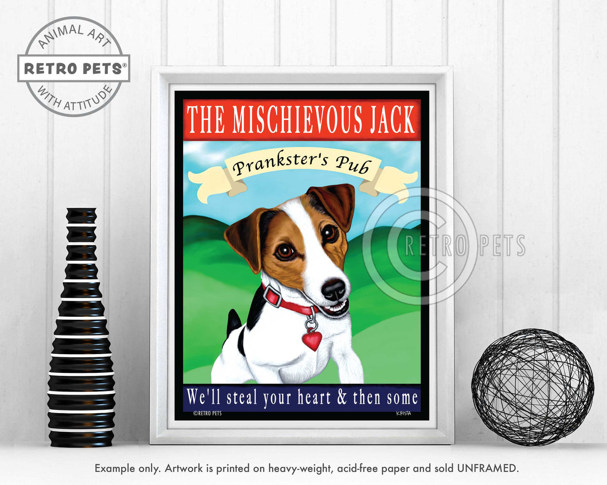 Jack Russell Terrier - Tri-color "The Mischievous Jack" Art Print by Krista Brooks