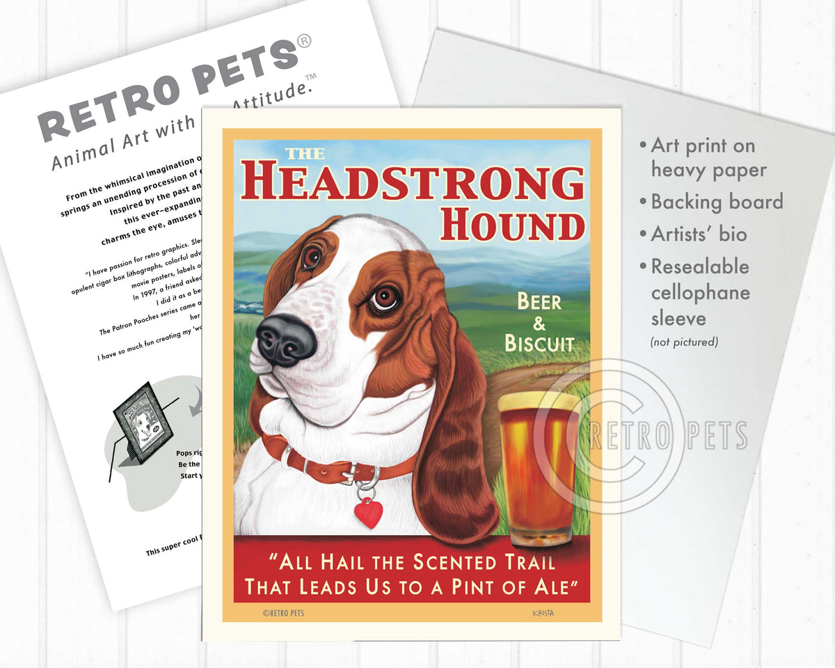 Basset Hound Art "The Headstrong Hound" Art Print by Krista Brooks