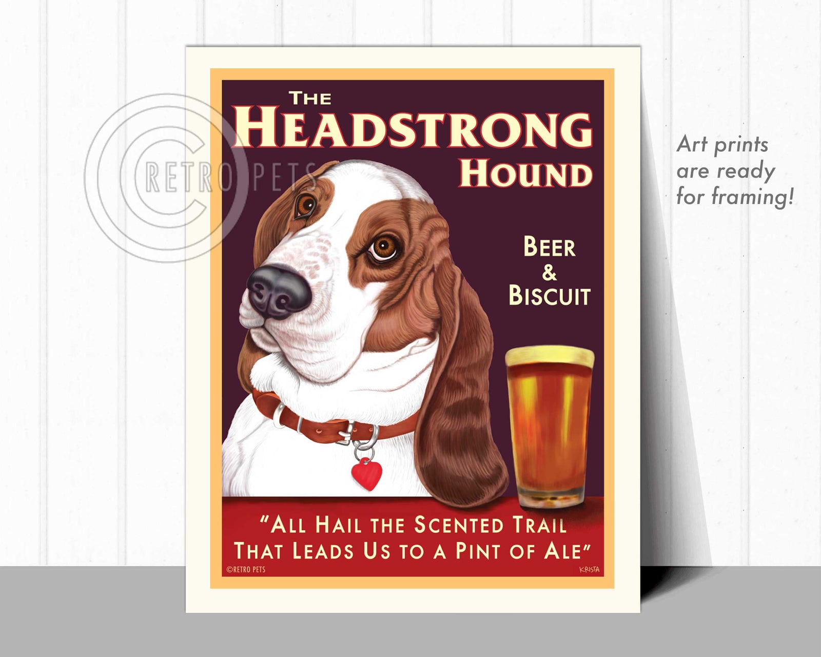 Basset Hound Art "The Headstrong Hound" Art Print by Krista Brooks