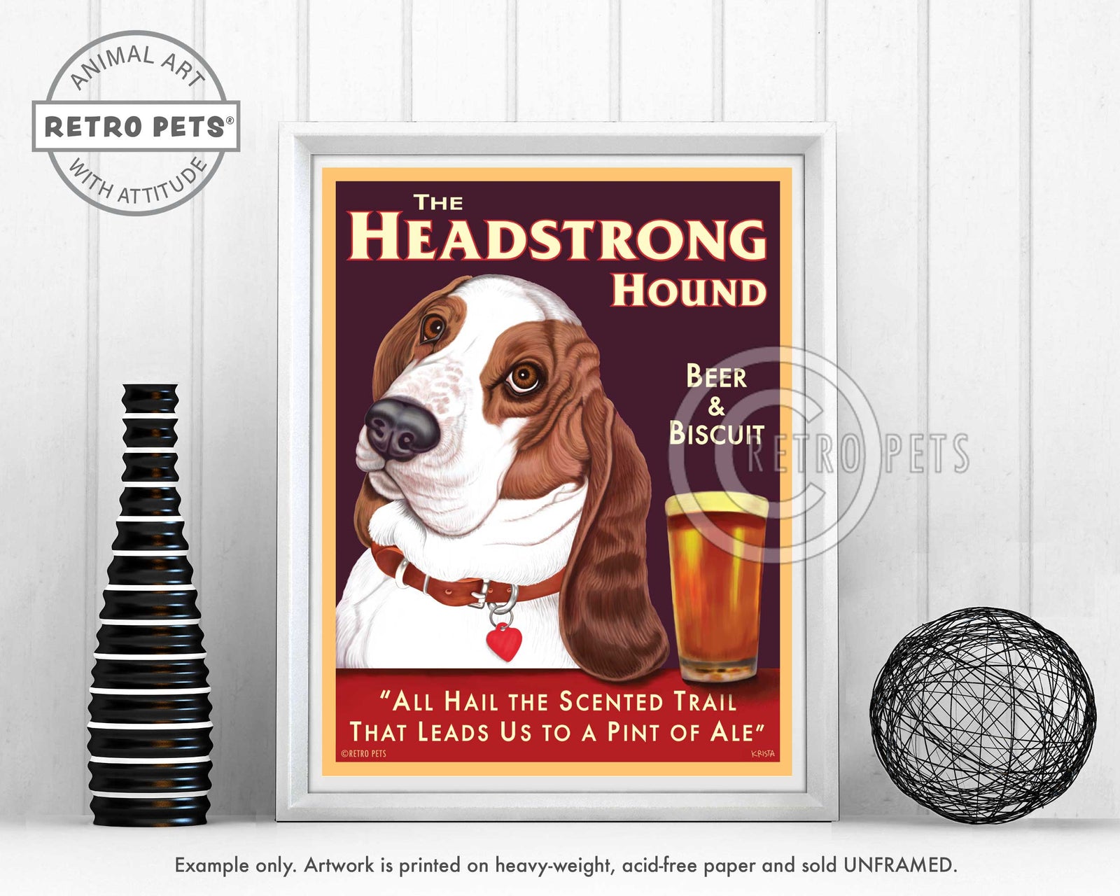 Basset Hound Art "The Headstrong Hound" Art Print by Krista Brooks