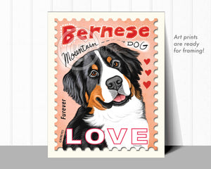 Bernese Mountain Dog Art, Bernese Gifts, Bernese Art Print, printed on 100 lb heavy paper, ready to frame