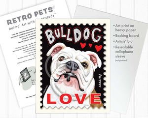 Bulldog Art, English Bulldog Gifts, Bulldog Wall Art, Bulldog Postage Stamp