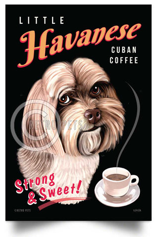 retro pets art, retropets, havanese dog, havie, little havanese, cuban coffee, retro pets, krista brooks