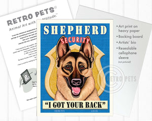 German Shepherd Stout | Shepherd Security Pets Art | Retro Pets Art