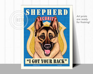 German Shepherd Stout | Shepherd Security Pets Art | Retro Pets Art
