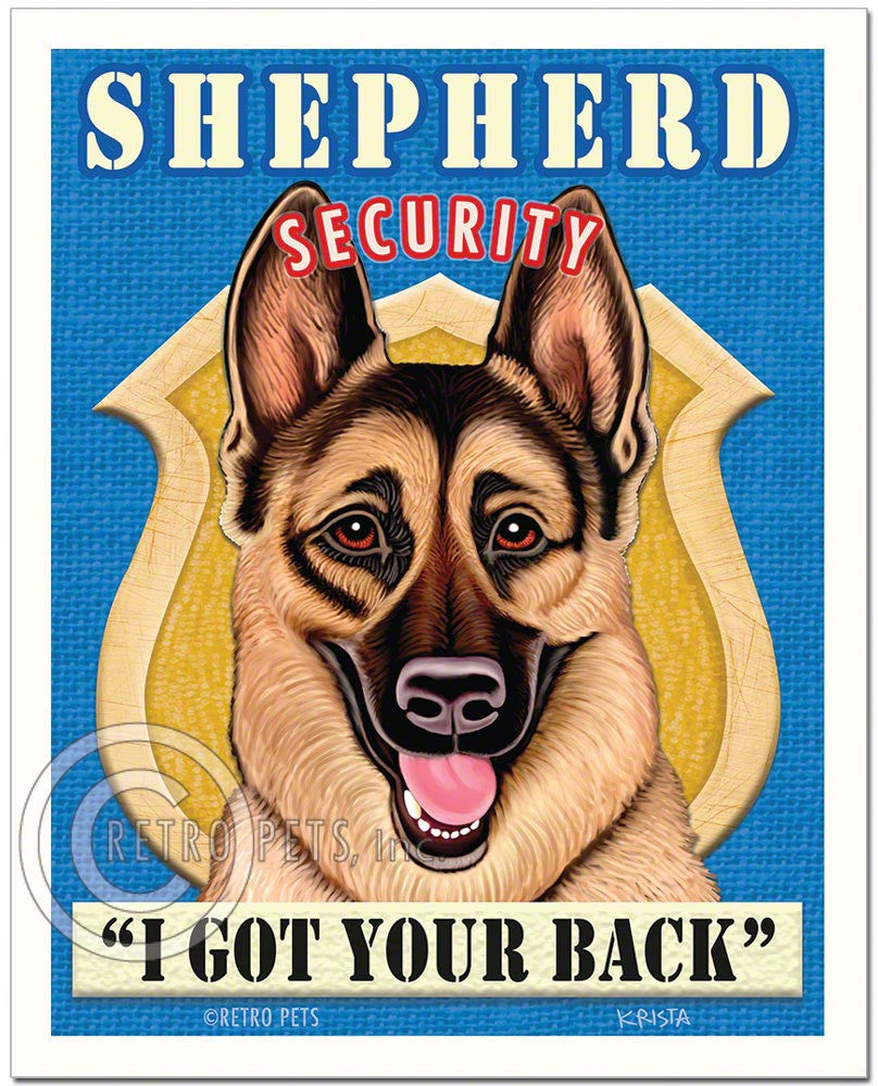 German Shepherd Stout | Shepherd Security Pets Art | Retro Pets Art