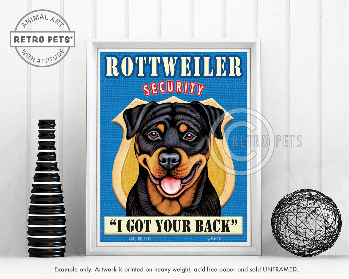 Rottweiler Art "Rottweiler Security" Art Print by Krista Brooks