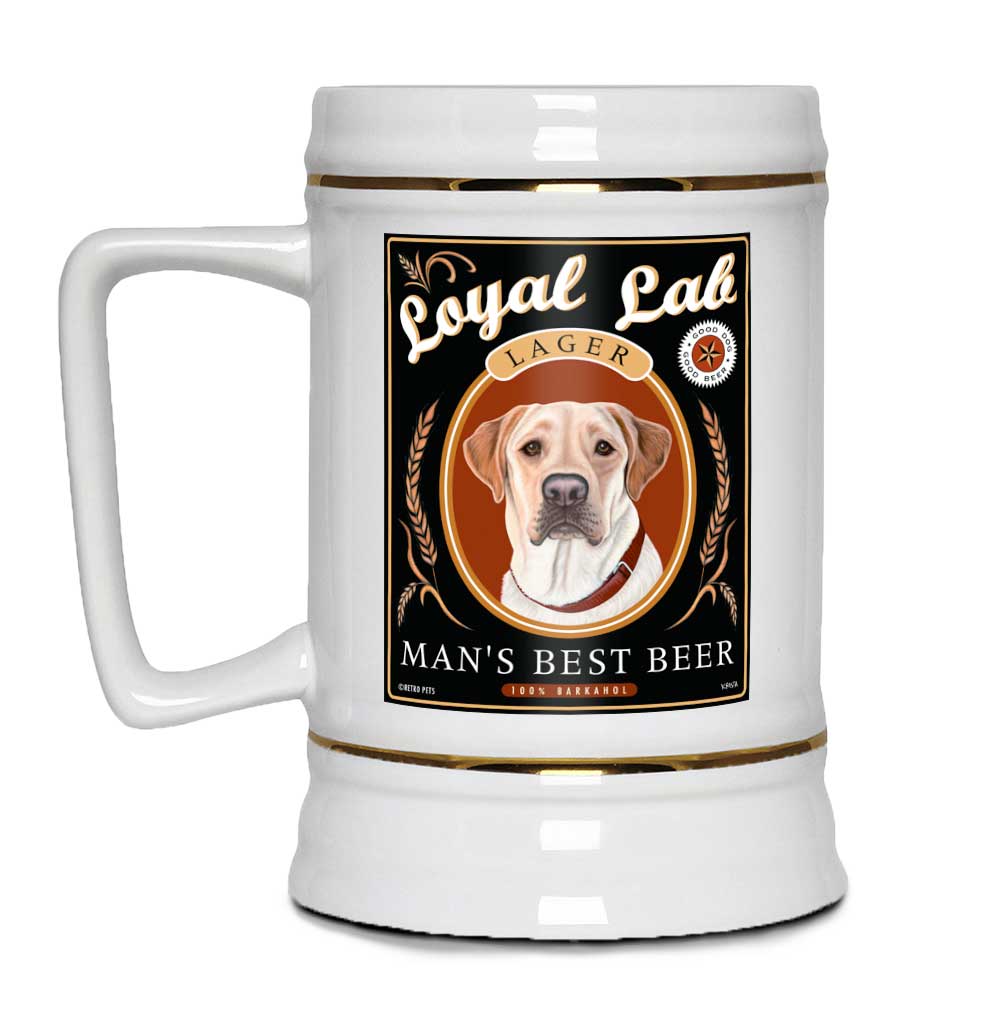 Labrador Retriever Art "Man's Best Beer" 22oz. Beer Stein