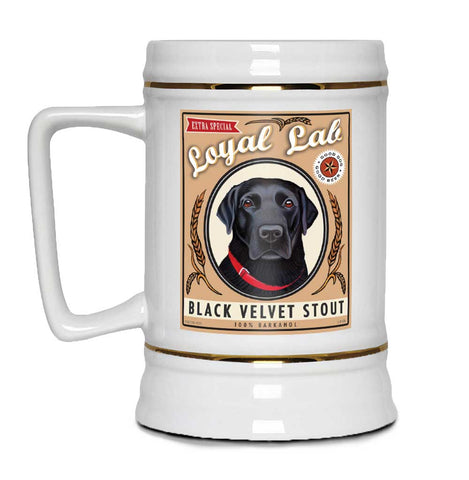 Labrador Retriever Art "Black Velvet Stout" 22oz. Beer Stein