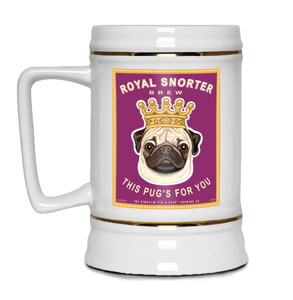Pug Art "Royal Snorter Brew - This Pug's For You!" 22oz. Beer Stein