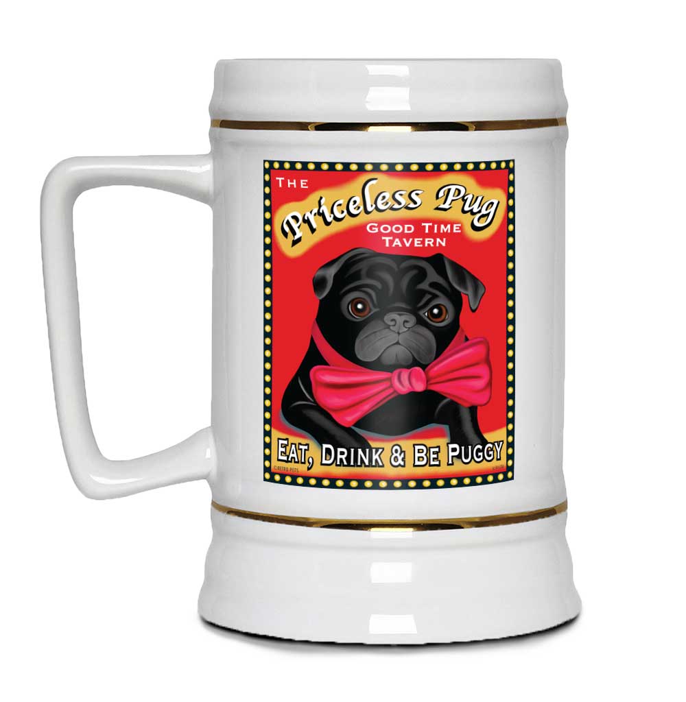 Pug Art "The Priceless Pug" Beer Stein, 22 oz.