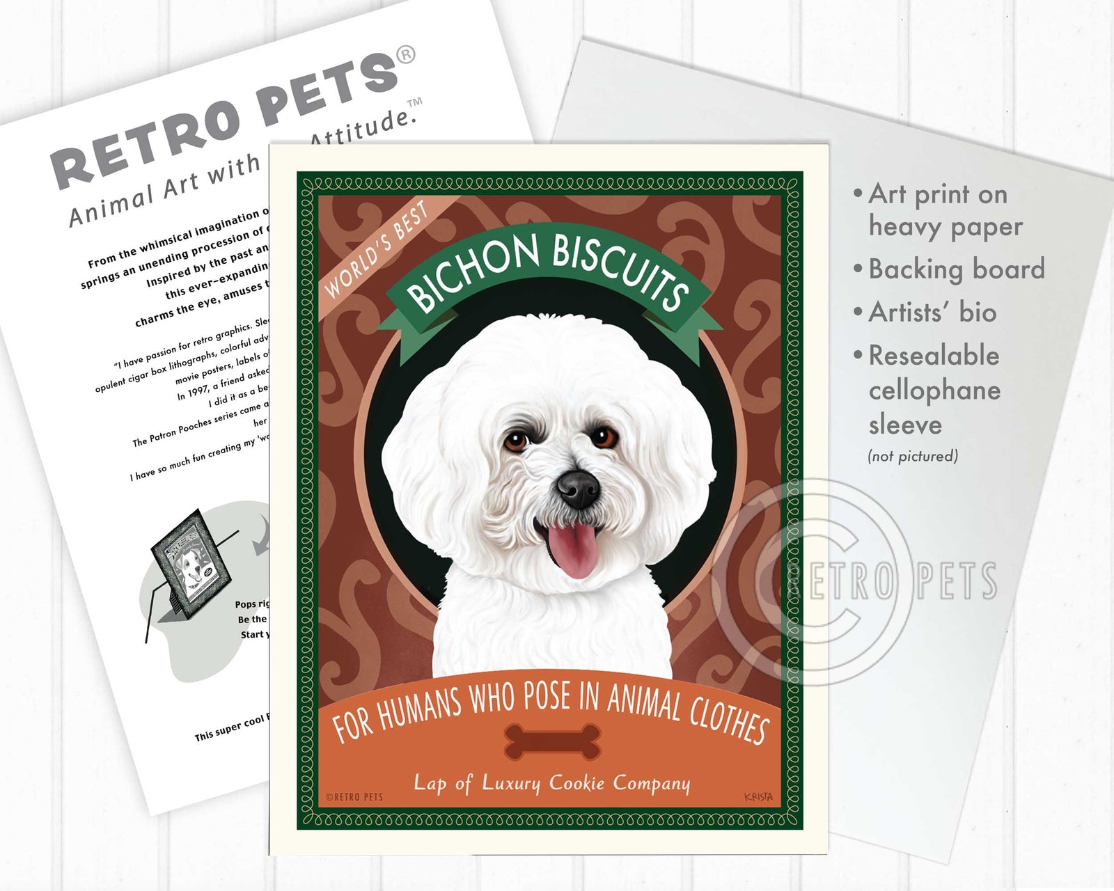 Bichon Frise Art "Bichon Biscuits" Art Print by Krista Brooks