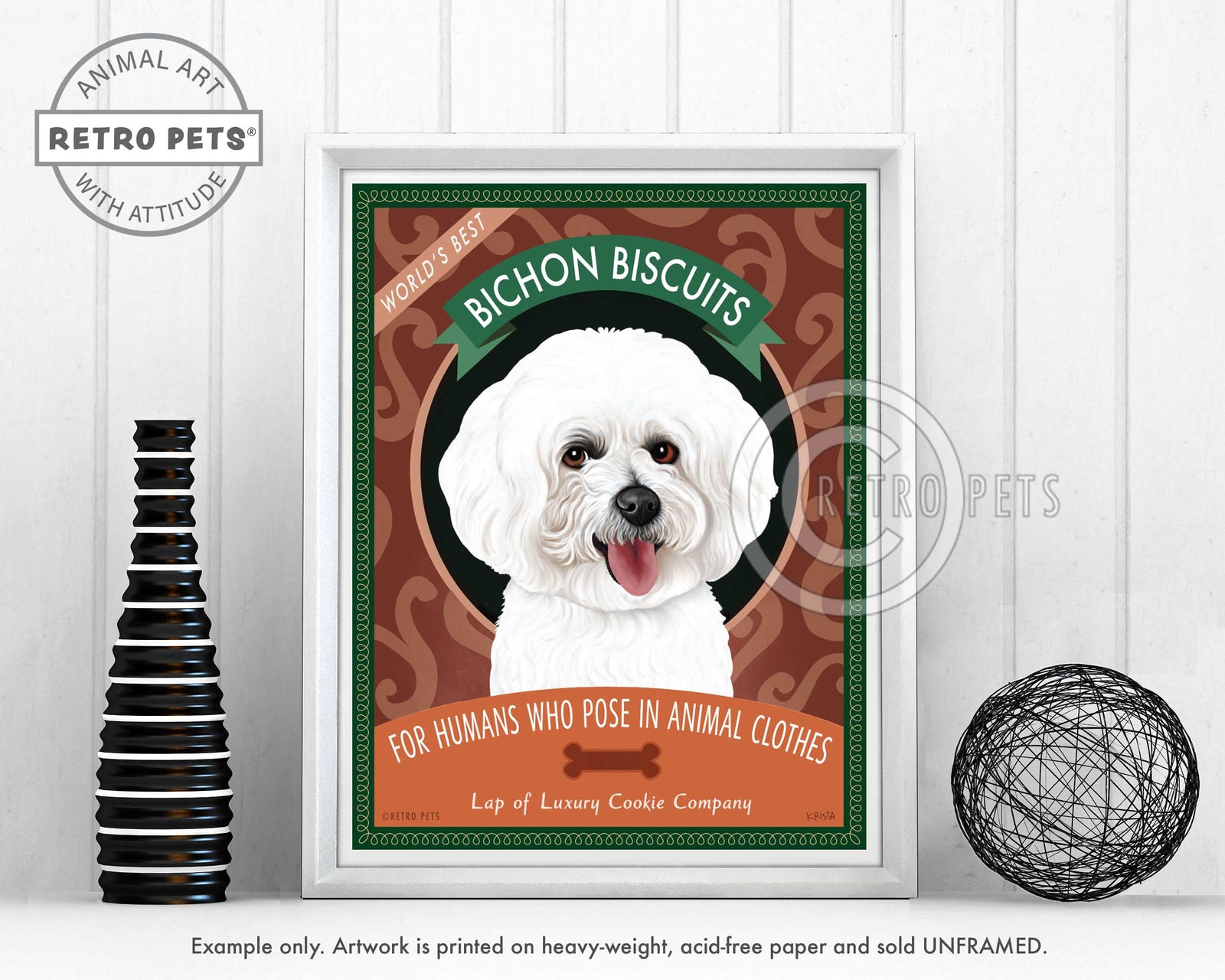 Bichon Frise Art "Bichon Biscuits" Art Print by Krista Brooks