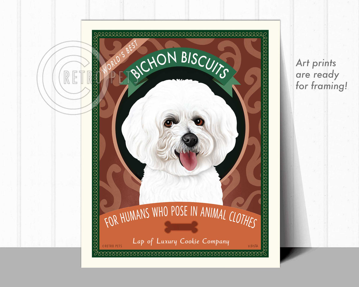 Bichon Frise Art "Bichon Biscuits" Art Print by Krista Brooks