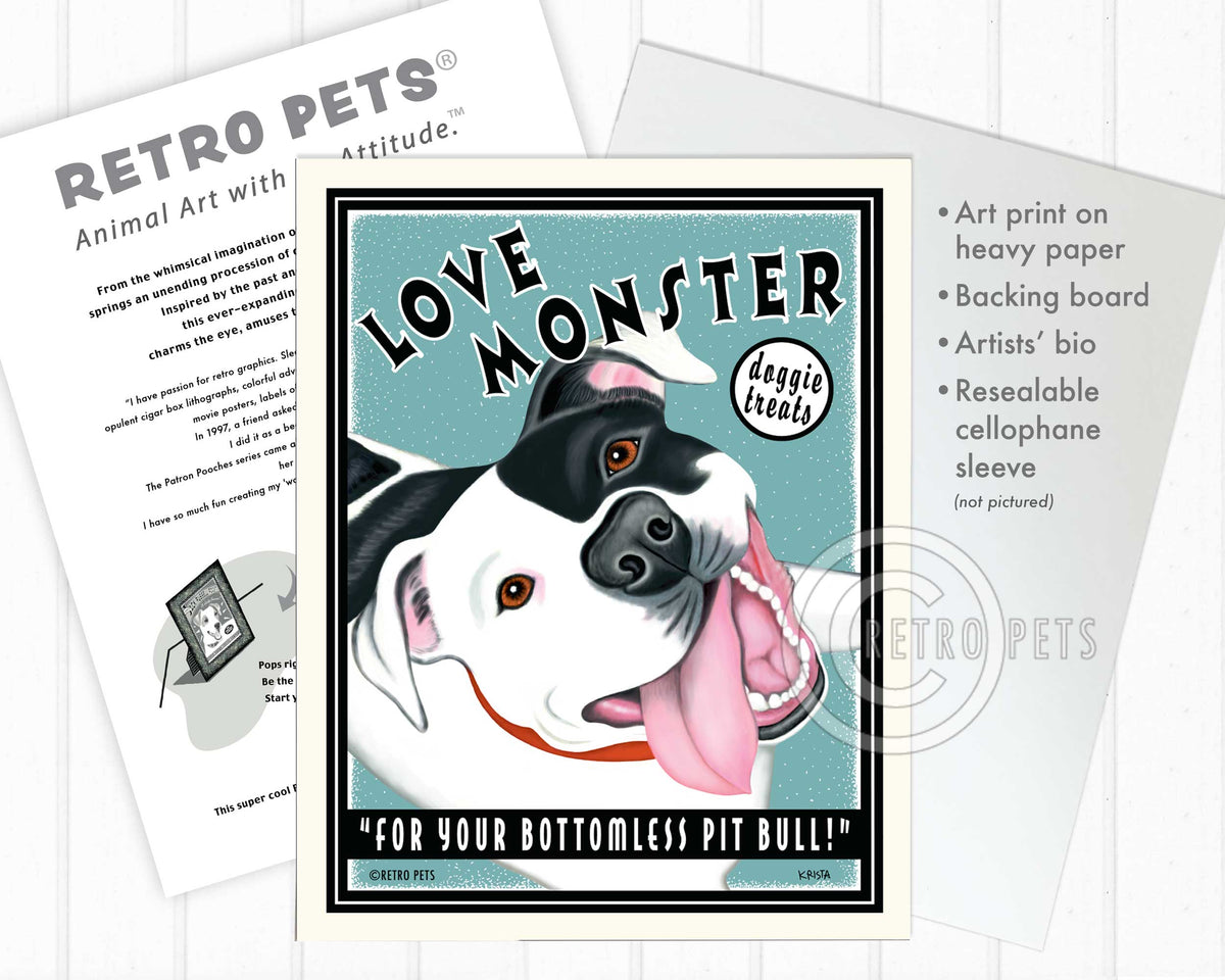 Love Monster Treats Art | Love Monster Art | Retro Pets Art