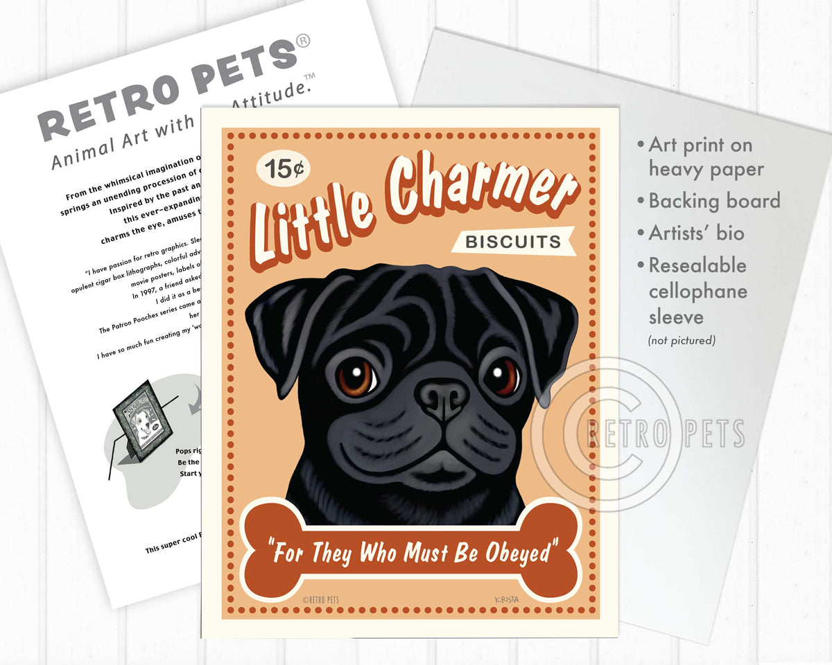 Pug Art "Little Charmer" Art Print by Krista Brooks