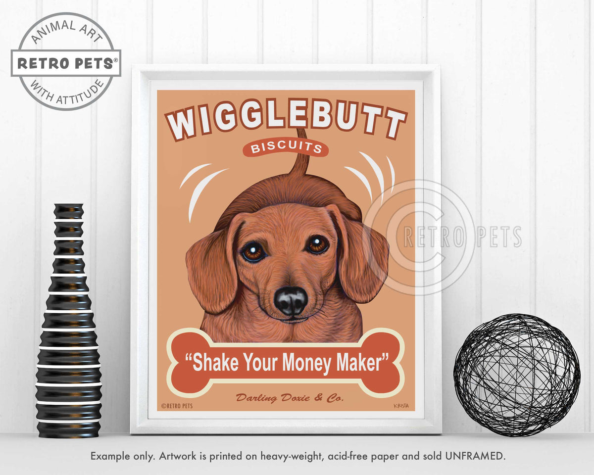 Wigglebutt Biscuits Dachshund Art | Wigglebutt Art | Retro Pets Art