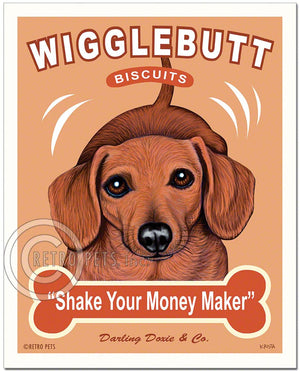 Wigglebutt Biscuits Dachshund Art | Wigglebutt Art | Retro Pets Art