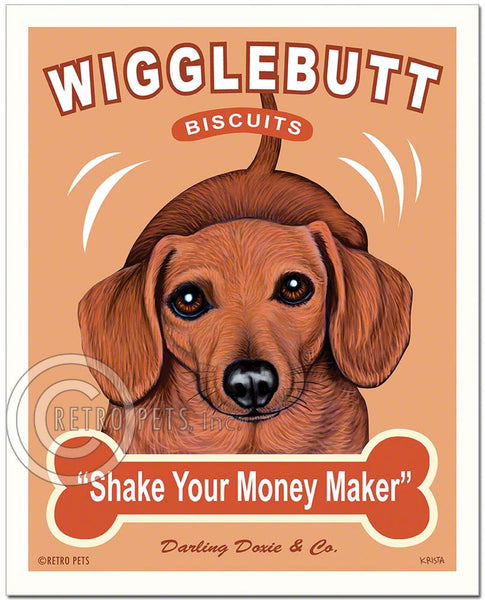Wigglebutt Biscuits Dachshund Art | Wigglebutt Art | Retro Pets Art