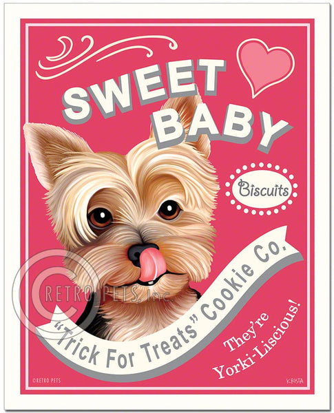 Yorkshire Terrier Art "Sweet baby" Faux Treats Art Print by Krista Brooks