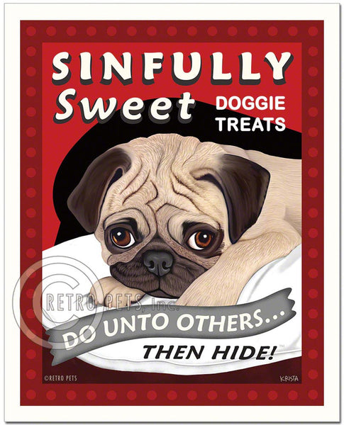 Pug Art "Sinfully Sweet Doggie Treats" Art Print by Krista Brooks