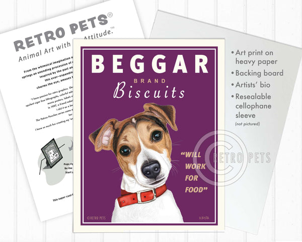 Jack Russell Art "Beggar Brand Biscuits" Art Print by Krista Brooks