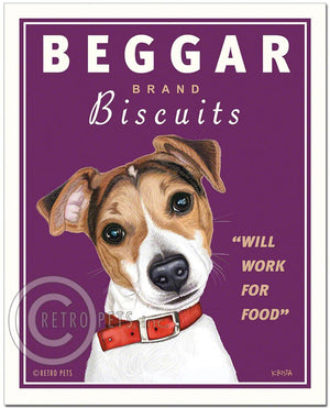 Jack Russell Art "Beggar Brand Biscuits" Art Print by Krista Brooks