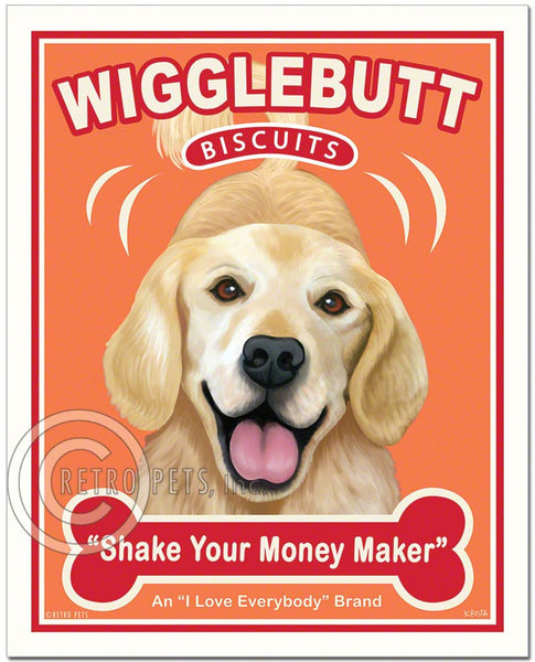 Wigglebutt Golden Art | Wigglebutt Golden Retriever | Retro Pets Art