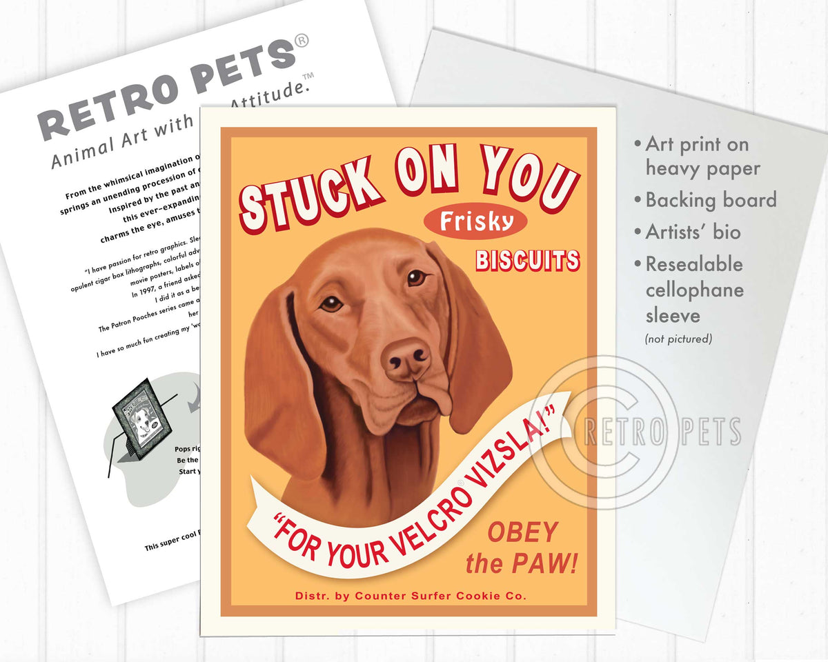 Vizsla Art "Stuck on You" Faux Treat Art Print by Krista Brooks
