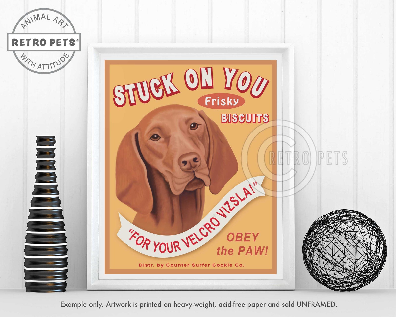 Vizsla Art "Stuck on You" Faux Treat Art Print by Krista Brooks